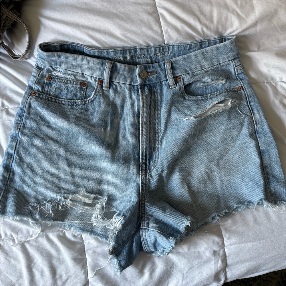 American Eagle Outfitters Women's Distressed Blue Jean Shorts